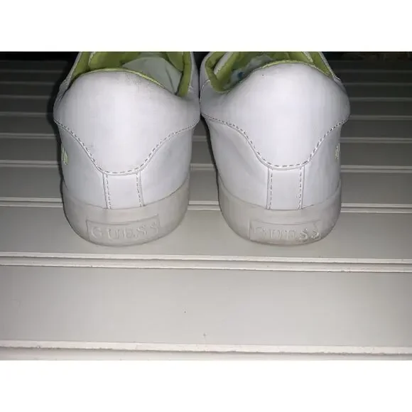 Guess White Fluorescent Yellow Slip On Women’s Tennis Shoes Sz 8.5 Med - Picture 7 of 10